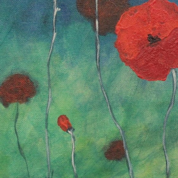 Red Poppies (Flowers) 16x12 acrylic painting - Picture 10 of 11